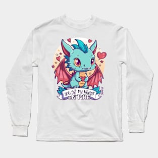 You Set My Heart on Fire - Adorable Dragon Love Long Sleeve T-Shirt